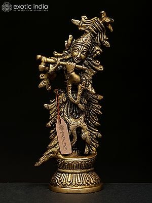 5" Small Fluting Lord Krishna | Brass Statue