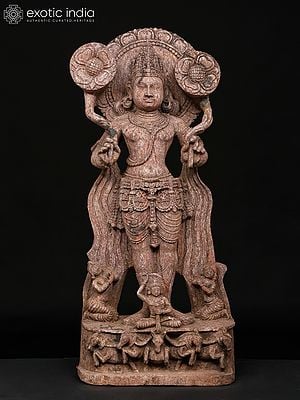 28" Lord Surya on Chariot | Khondalite Stone Sculpture