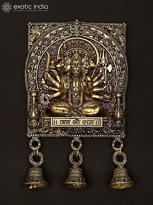 7" Superfine Panchamukhi Lord Hanuman with Bells | Wall Hanging Brass Statue