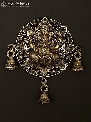 9" Superfine Lord Ganesha Bell | Wall Hanging Brass Statue