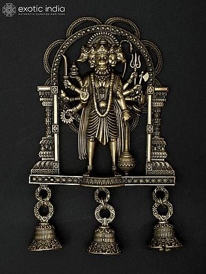 7" Superfine Standing Panchamukhi Hanuman with Bells | Wall Hanging Brass Statue