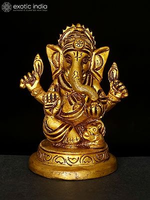 3" Small Blessing Ganesha | Brass Statue