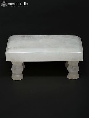 3" Small Clear Quartz Gemstone Puja Chowki (Pedestal)