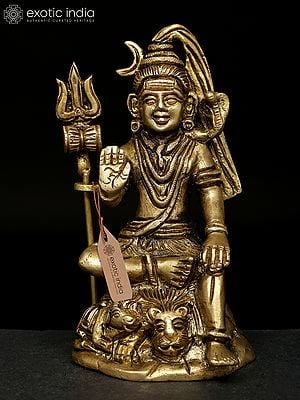 4" Small Blessing Lord Shiva | Brass Statue
