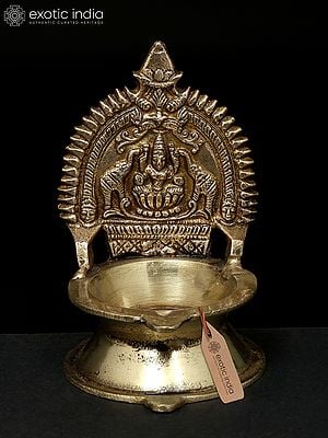 4" Small Gajalakshmi Diya in Brass