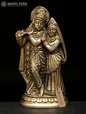 4" Small Standing Radha Krishna | Brass Statue