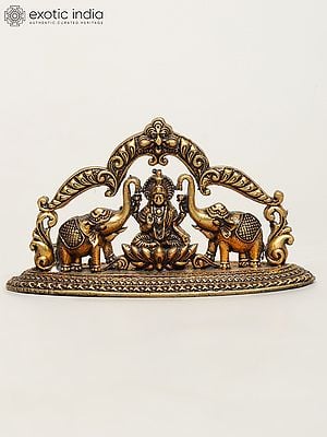 3" Small Superfine Gajalakshmi with Kirtimukha Arch | Brass Statue