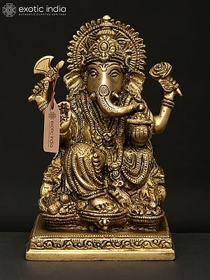 6" Small Four Armed Blessing Lord Ganesha | Brass Statue