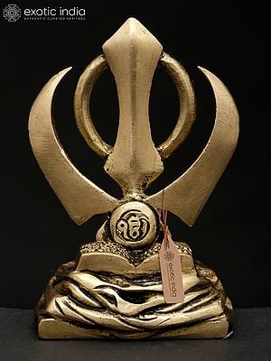 4" Small Khanda Sahib - Sikh Religious Symbol | Brass Statue