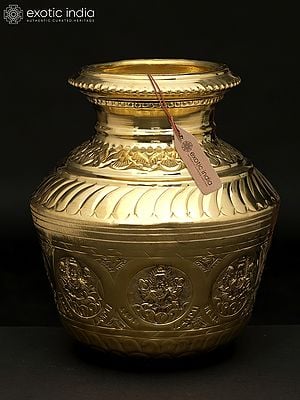 7" Brass Ashta Lakshmi Kalash