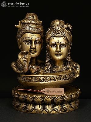 6" Brass Statue of Shiva Parvati - The Divine Union