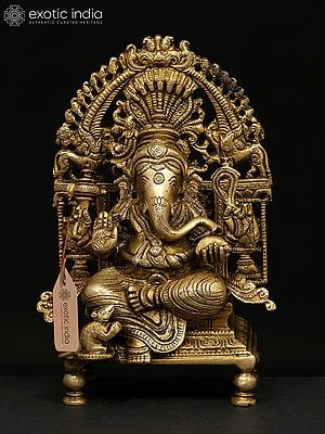 8" King Ganesha In Brass | Handmade | Made In India