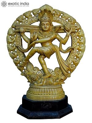 16" Lord Shiva As Nataraja | Handmade White Wood Statue