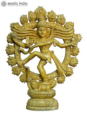 10" Dancing Shiva As Nataraja | Handmade White Wood Statue