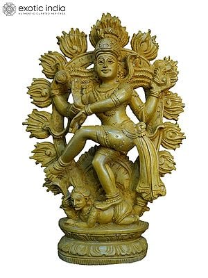 10" Shiva Tandava - The Lord Nataraja | Handmade White Wood Statue