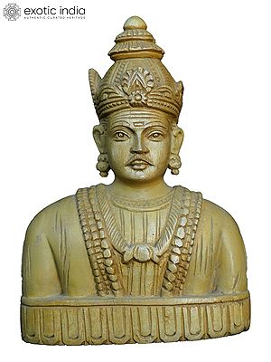 7" Bust Of Guru Basavanna | Handmade White Wood Statue