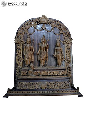 20" Ram Darbar Wood Statue For Home | Handmade White Wood Statue