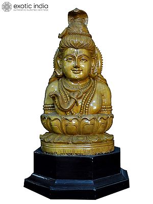 19" The Bust Of Lord Shiva | Handmade White Wood Statue