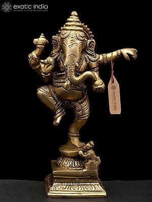 6" Small Nritya Ganesha | Brass Idol