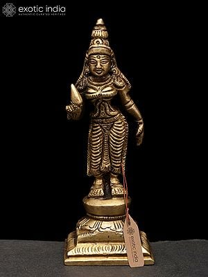 4" Small Standing Goddess Parvati | Brass Statue