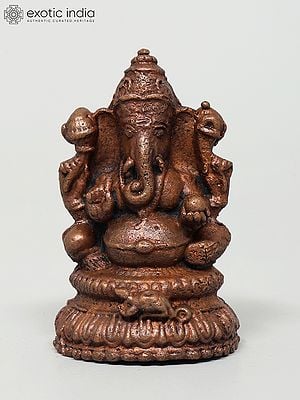 2" Small Chaturbhuja Ganesha | Copper Statue