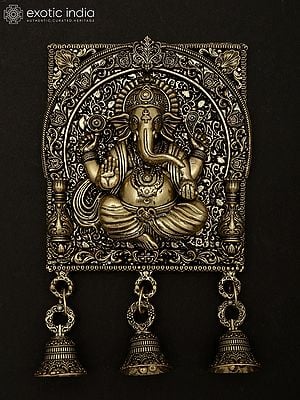 7" Superfine Lord Ganesha Bell in Brass | Wall Hanging