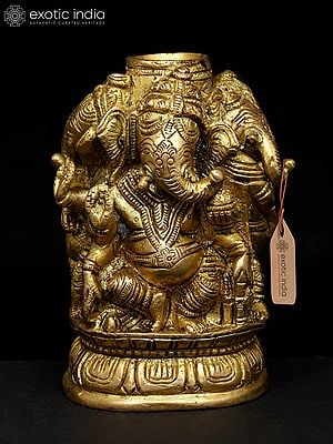 4" Small Four Side Dancing Lord Ganesha | Brass Statue