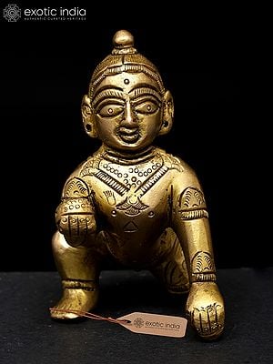 3" Small Brass Laddu Gopal (Krishna) | Brass Statue