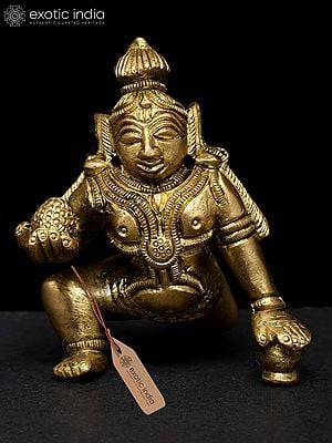 3" Small Laddu Gopal (Baby Krishna) | Brass Idol