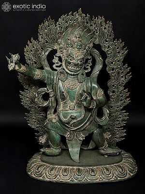 42" Large Brass Vajrapani Statue - Tibetan Buddhist Wrathful Deity
