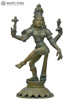 12" Dancing Ardhanarishvara (Shiva-Shakti) | Madhuchista Vidhana (Lost-Wax) | Panchaloha Bronze from Swamimalai