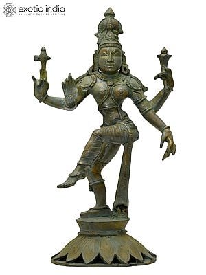 12" Dancing Ardhanarishvara (Shiva-Shakti) | Madhuchista Vidhana (Lost-Wax) | Panchaloha Bronze from Swamimalai
