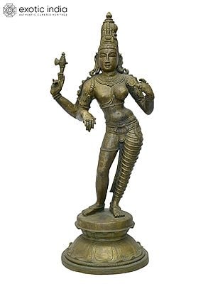 20" Standing Ardhanarishvara (Shiva-Shakti) | Madhuchista Vidhana (Lost-Wax) | Panchaloha Bronze from Swamimalai