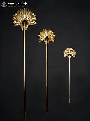 48" Lotus Design Decorative Sticks | Set of 3 | Wall Decor