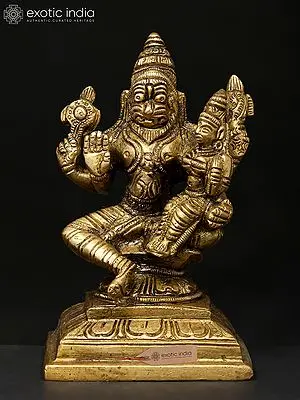 4" Lord Narasimha with His Shakti In Brass | Handmade | Made In India