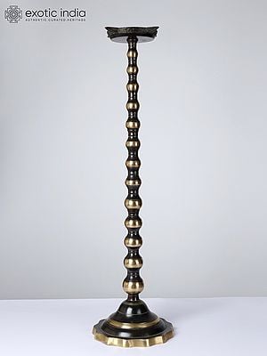 30" Large Four Wicks Oil Lamp with Stand in Brass