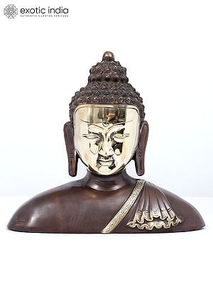 12" Lord Buddha Bust in Brass