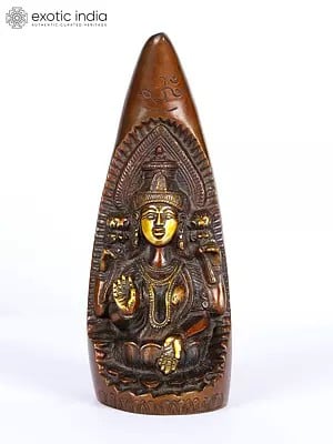 7" Goddess Lakshmi in Rhino Horn | Brass Idol