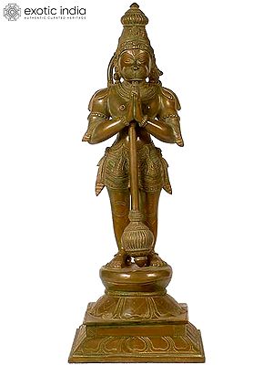 16" Standing Hanuman Brass Idol | Handmade | Made in India
