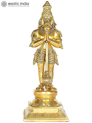 16" Standing Hanuman Brass Idol | Handmade | Made in India