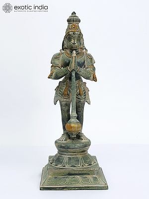 16" Standing Hanuman Brass Idol | Handmade | Made in India