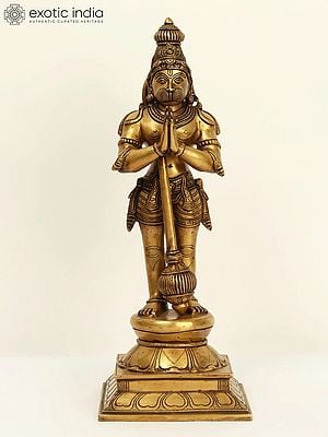 16" Standing Hanuman Brass Idol | Handmade | Made in India