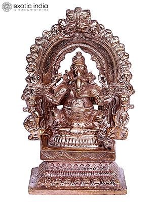 3" Bronze Lord Ganesha Statue Seated on Throne