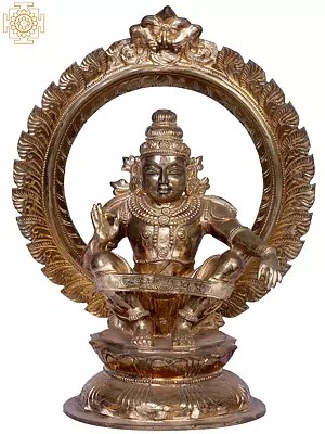 12" Bronze Lord Manikandan (Ayyappa) Idol in Lotus Position | Madhuchista Vidhana (Lost-Wax) | Panchaloha Bronze from Swamimalai