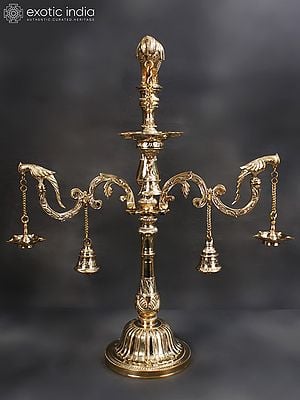 30" Large Superfine Parrot Lamp With Bells | Bronze