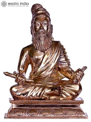 3'' Philosopher Thiruvalluvar Idol Seated on Base | Small Bronze Statue