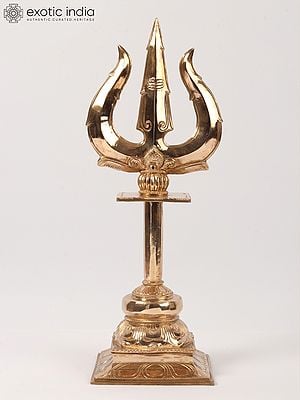 20" Bronze Lord Shiva's Trishul / Trident with Stand