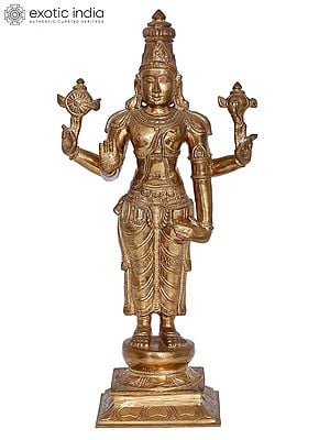 15'' Lord Vishnu Statue | Madhuchista Vidhana (Lost-Wax) | Panchaloha Bronze from Swamimalai