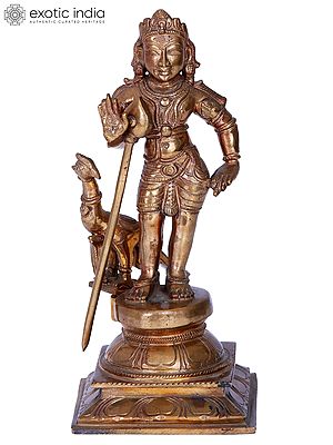 8'' Lord Murugan Sculpture Panchaloha Bronze from Swamimalai | Madhuchista Vidhana (Lost-Wax)