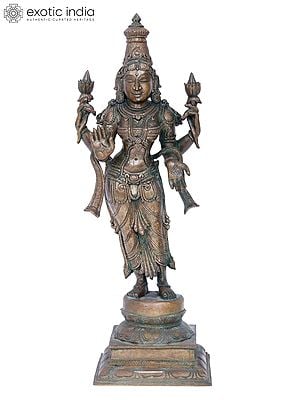 17'' Standing Lakshmi Statue | Madhuchista Vidhana (Lost-Wax) | Panchaloha Bronze from Swamimalai